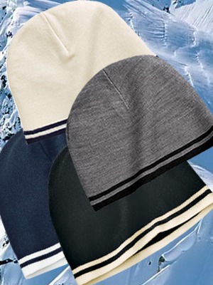 Port & Company Fine Knit Skull Cap with Stripes