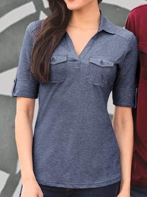 Port Authority® Ladies Oxford Pique Double Pocket Polo