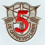 Special Forces Crest Patch with 5th Group Number (Desert w/ Red)